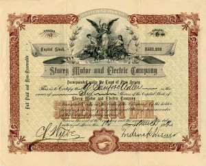 Storey Motor and Electric Co. - Stock Certificate